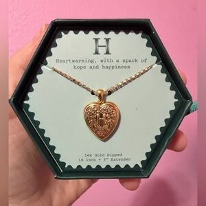 14K Gold-Dipped Heart Charm Initial “H” Necklace